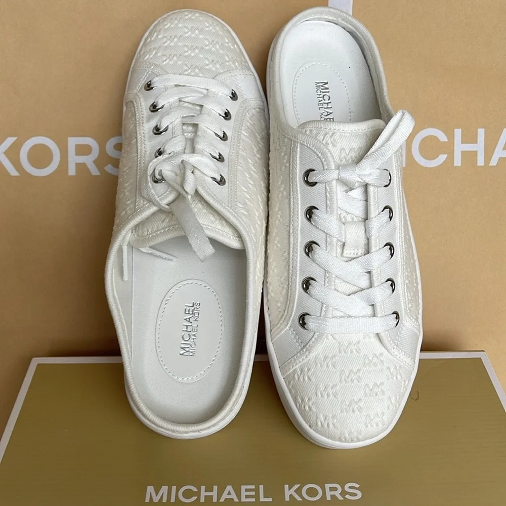 Michael Kors POPPY SLIDE SNEAKERS MK DEBOSSED WASHED DENIM 49T4POFP2D Platforms